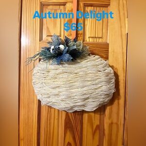 Elegant Cream Holiday Pumpkin Wreath